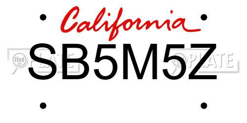 SB5M5Z California License Plate