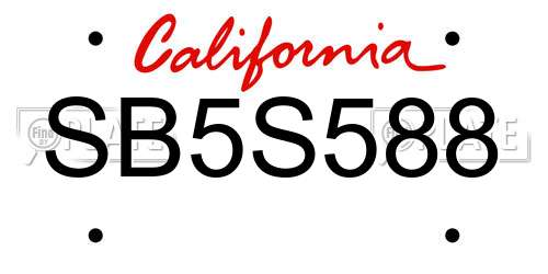 SB5S588 California License Plate