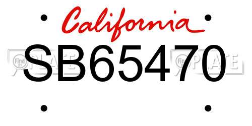 SB65470 California License Plate