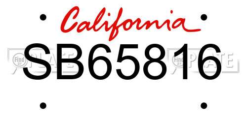 SB65816 California License Plate