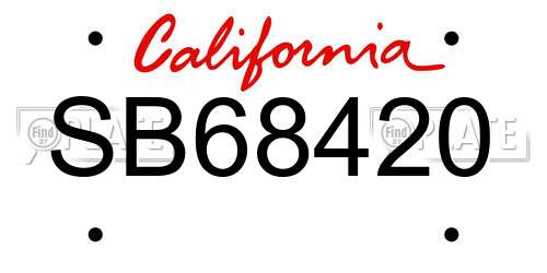 SB68420 California License Plate
