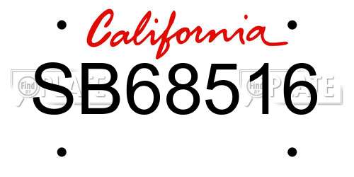 SB68516 California License Plate