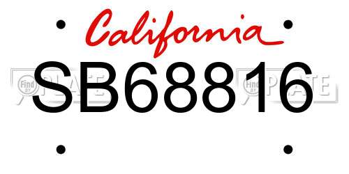 SB68816 California License Plate