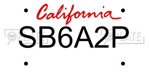 SB6A2P California License Plate