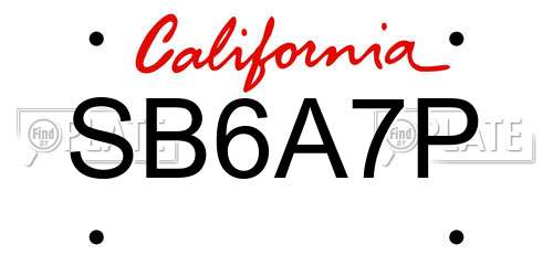 SB6A7P California License Plate