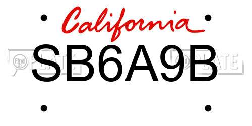 SB6A9B California License Plate