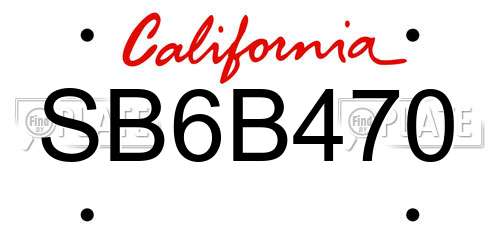 SB6B470 California License Plate