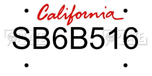 SB6B516 California License Plate