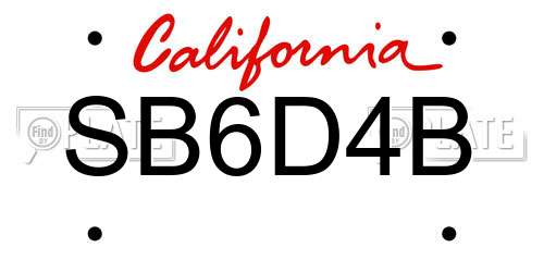 SB6D4B California License Plate