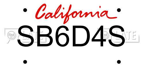 SB6D4S California License Plate