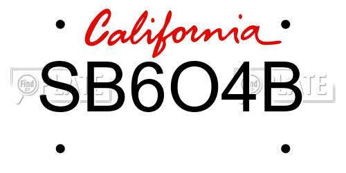 SB6O4B California License Plate