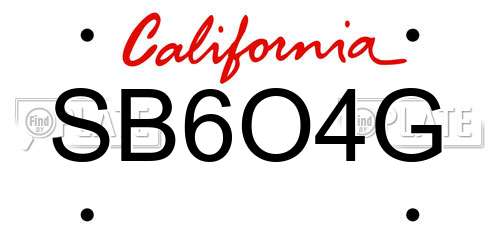 SB6O4G California License Plate
