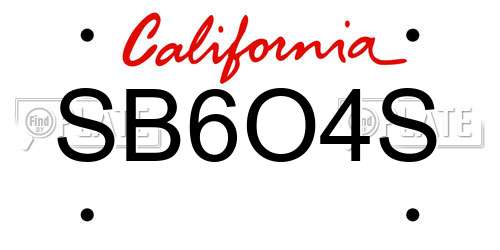 SB6O4S California License Plate