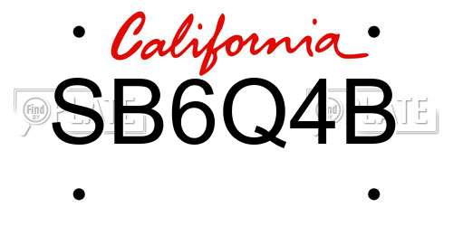 SB6Q4B California License Plate