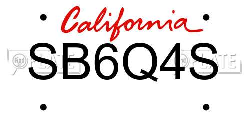 SB6Q4S California License Plate