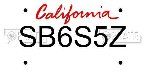 SB6S5Z California License Plate