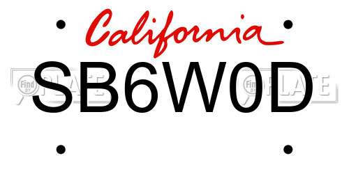 SB6W0D California License Plate