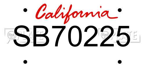 SB70225 California License Plate