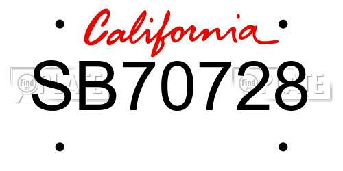 SB70728 California License Plate