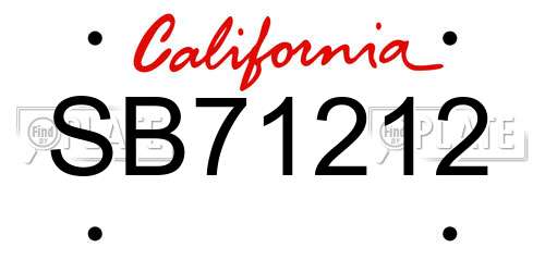 SB71212 California License Plate