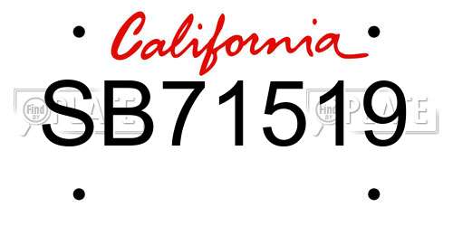 SB71519 California License Plate