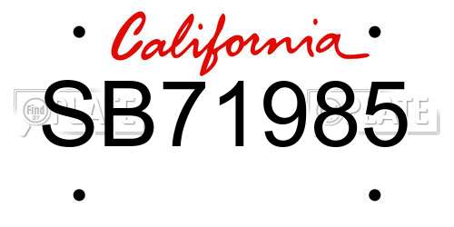 SB71985 California License Plate
