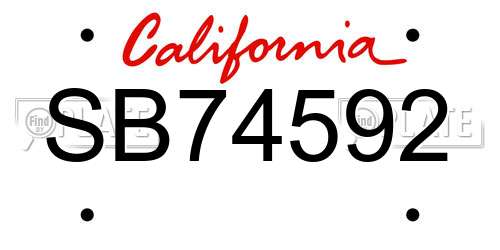SB74592 California License Plate