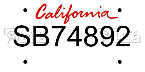 SB74892 California License Plate