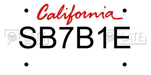 SB7B1E California License Plate