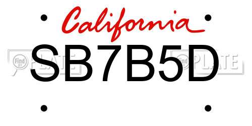 SB7B5D California License Plate