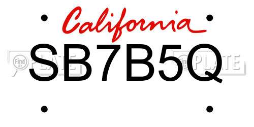 SB7B5Q California License Plate
