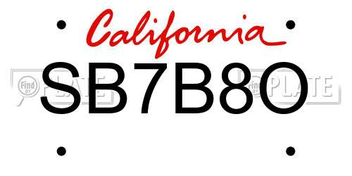SB7B8O California License Plate