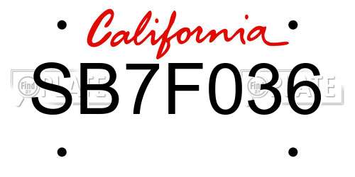 SB7F036 California License Plate