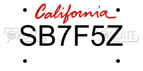 SB7F5Z California License Plate