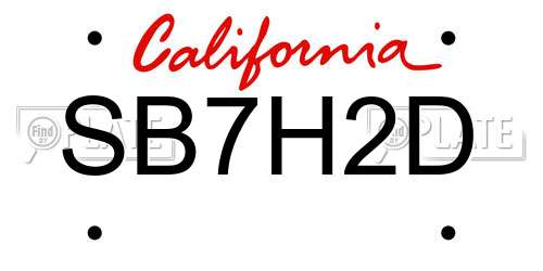 SB7H2D California License Plate