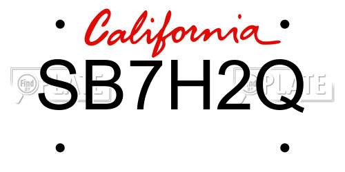 SB7H2Q California License Plate