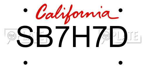 SB7H7D California License Plate