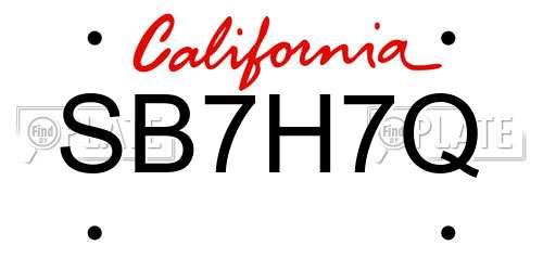 SB7H7Q California License Plate