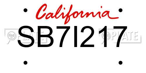 SB7I217 California License Plate