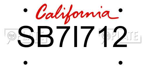 SB7I712 California License Plate