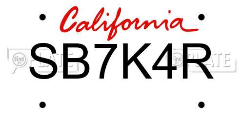 SB7K4R California License Plate