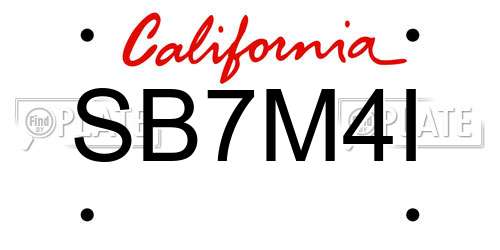 SB7M4I California License Plate
