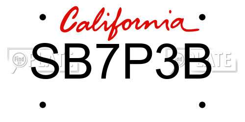 SB7P3B California License Plate