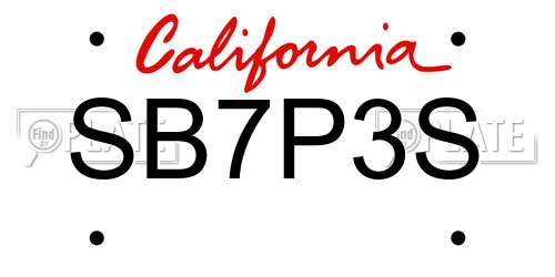SB7P3S California License Plate