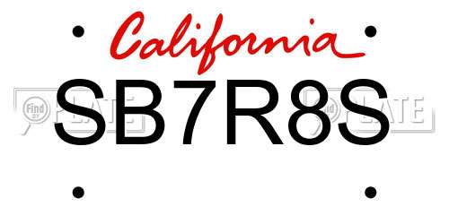 SB7R8S California License Plate