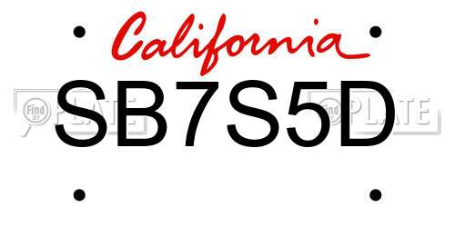 SB7S5D California License Plate