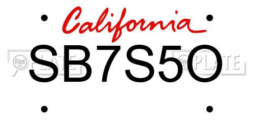 SB7S5O California License Plate
