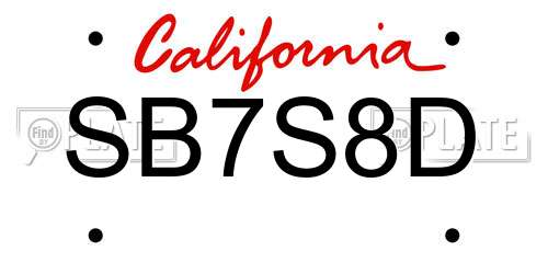 SB7S8D California License Plate