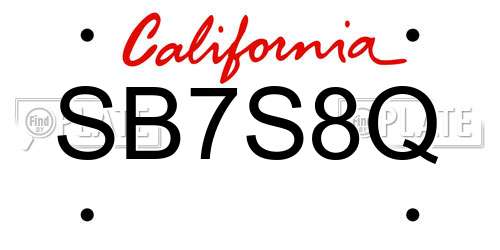 SB7S8Q California License Plate