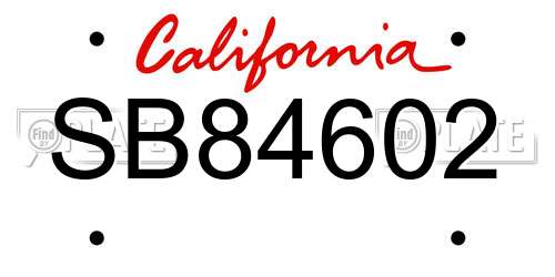 SB84602 California License Plate
